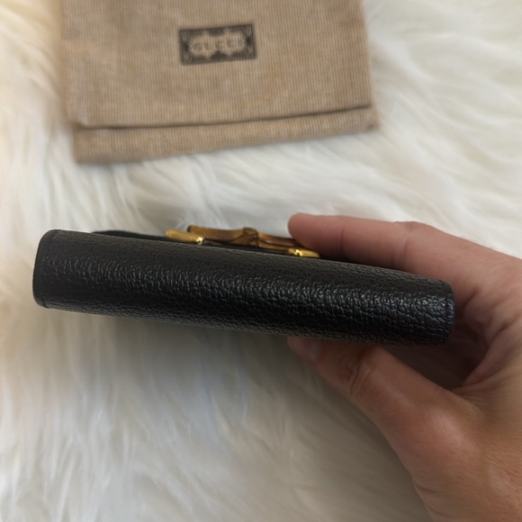 Gucci Leather & Suede Bamboo Wallet vintage black - Picture 6 of 12